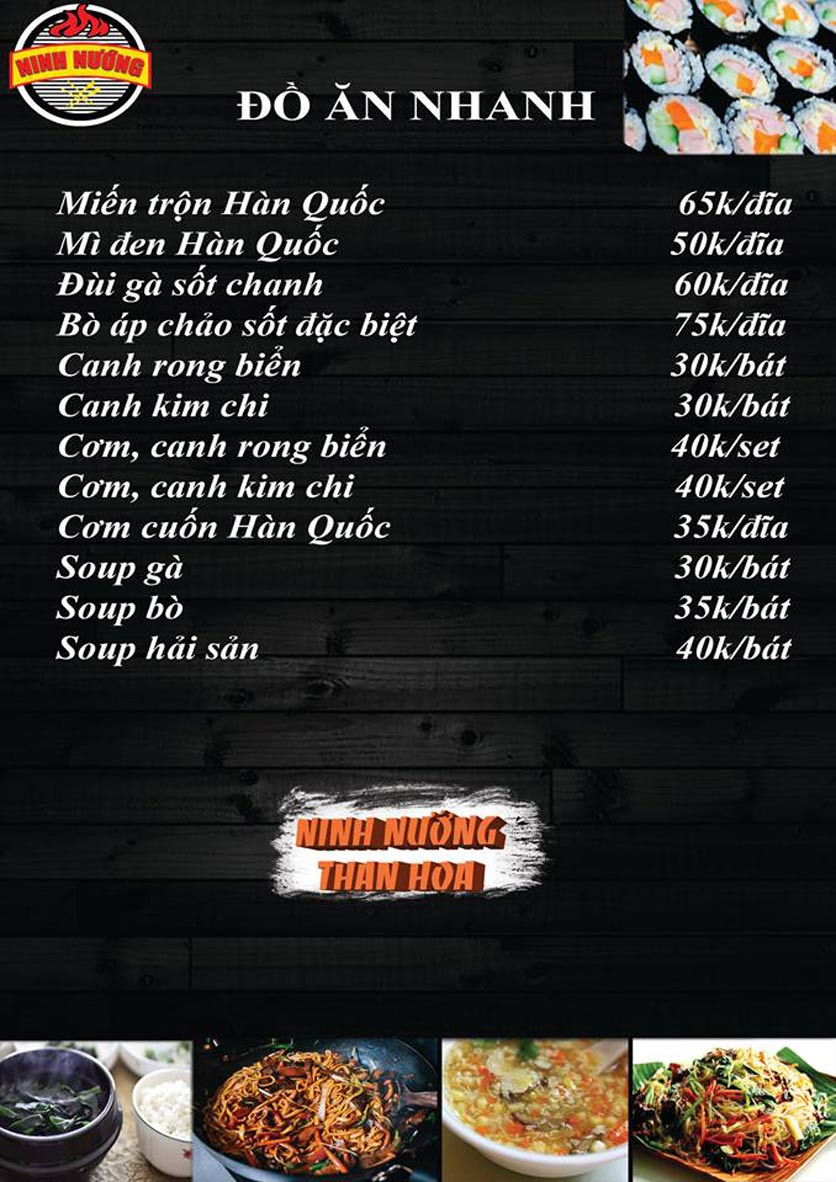 Menu Ninh Nướng Than Hoa - Hà Đông 13 