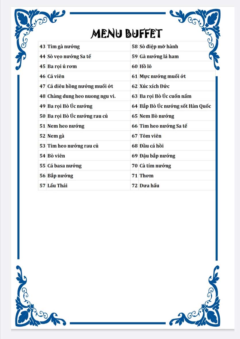 Menu The German Beer Hall – Nguyễn Văn Khối 2