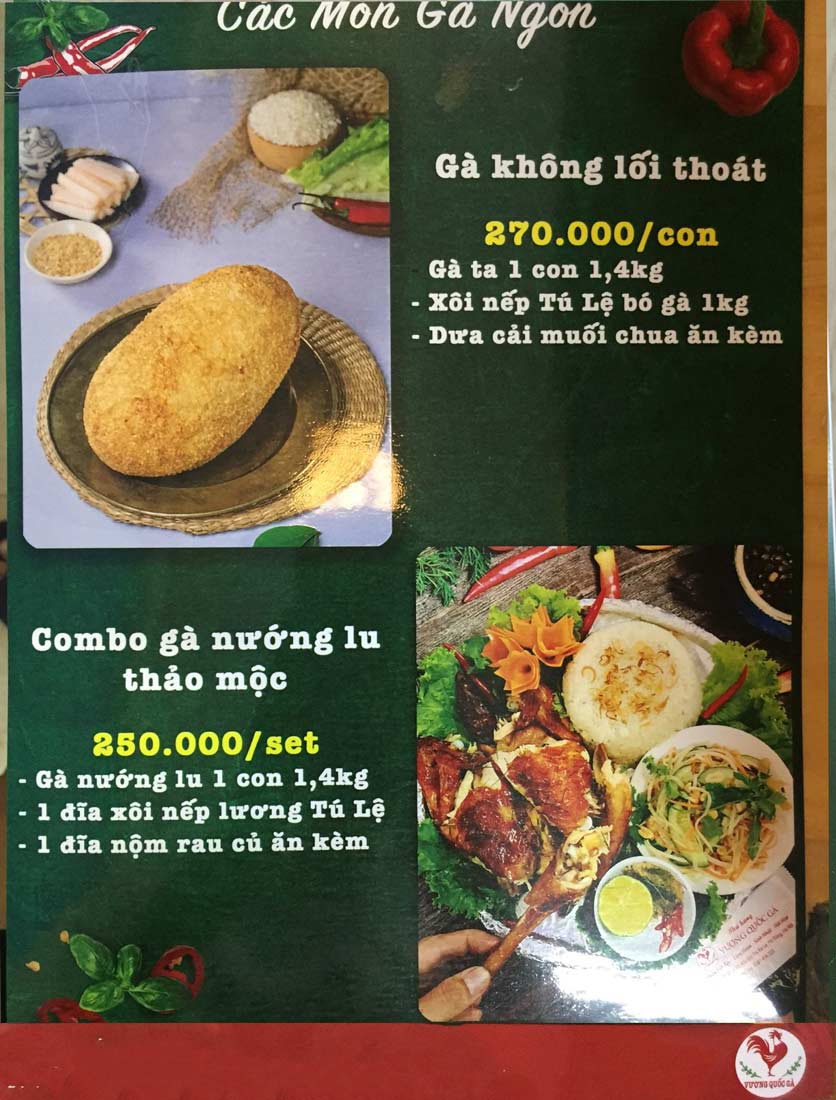 Menu Vương Quốc Gà - KĐT Xa La 12 