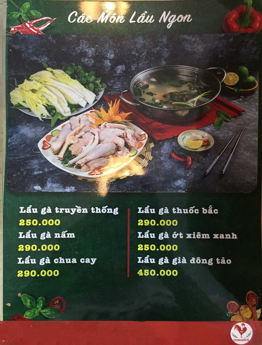 Menu Vương Quốc Gà - KĐT Xa La 14 