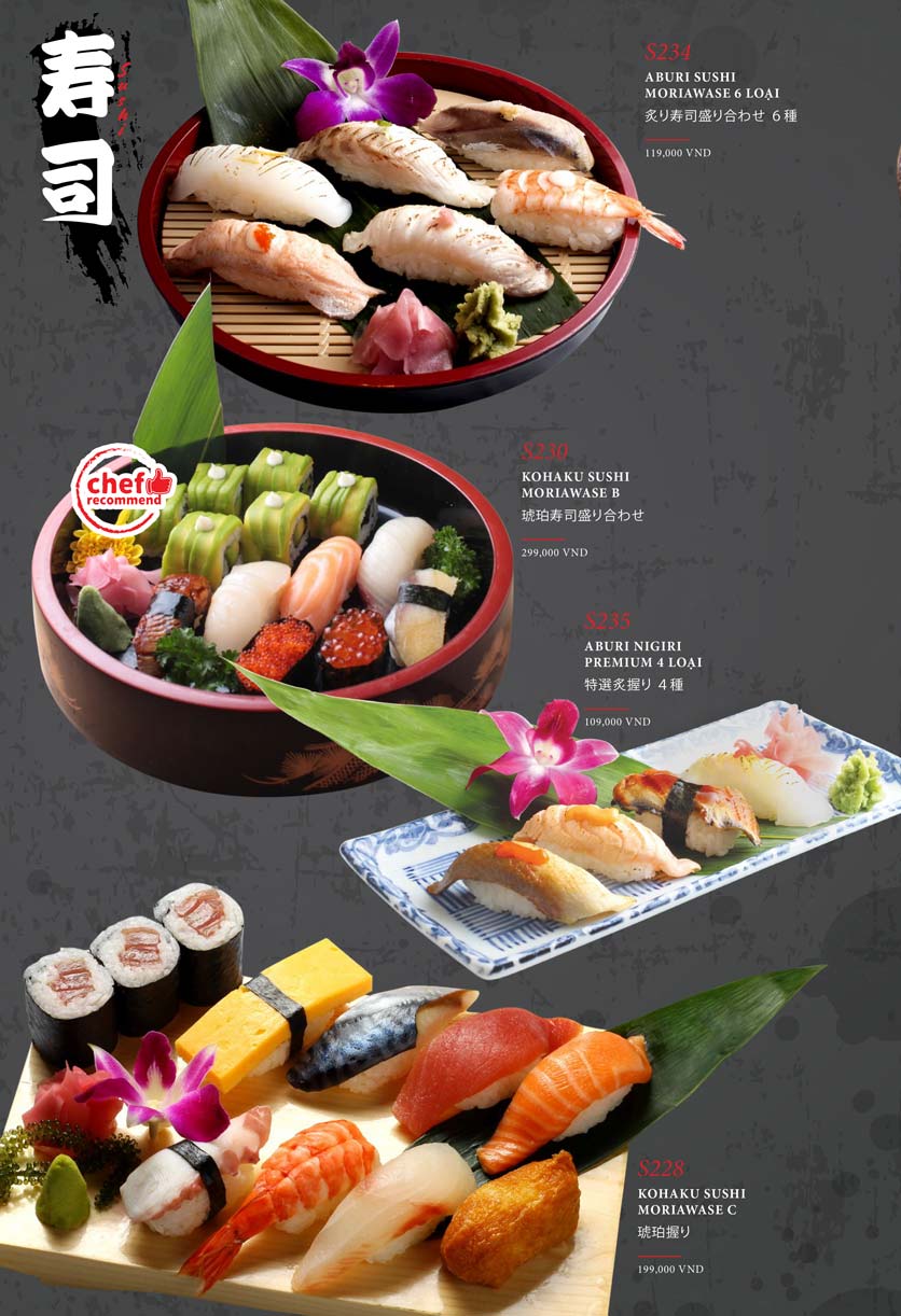 Menu Kohaku Sushi - Vincom Lê Thánh Tôn 24 