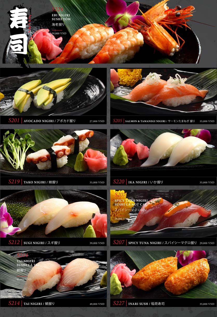 Menu Kohaku Sushi - Vincom Lê Thánh Tôn 26 