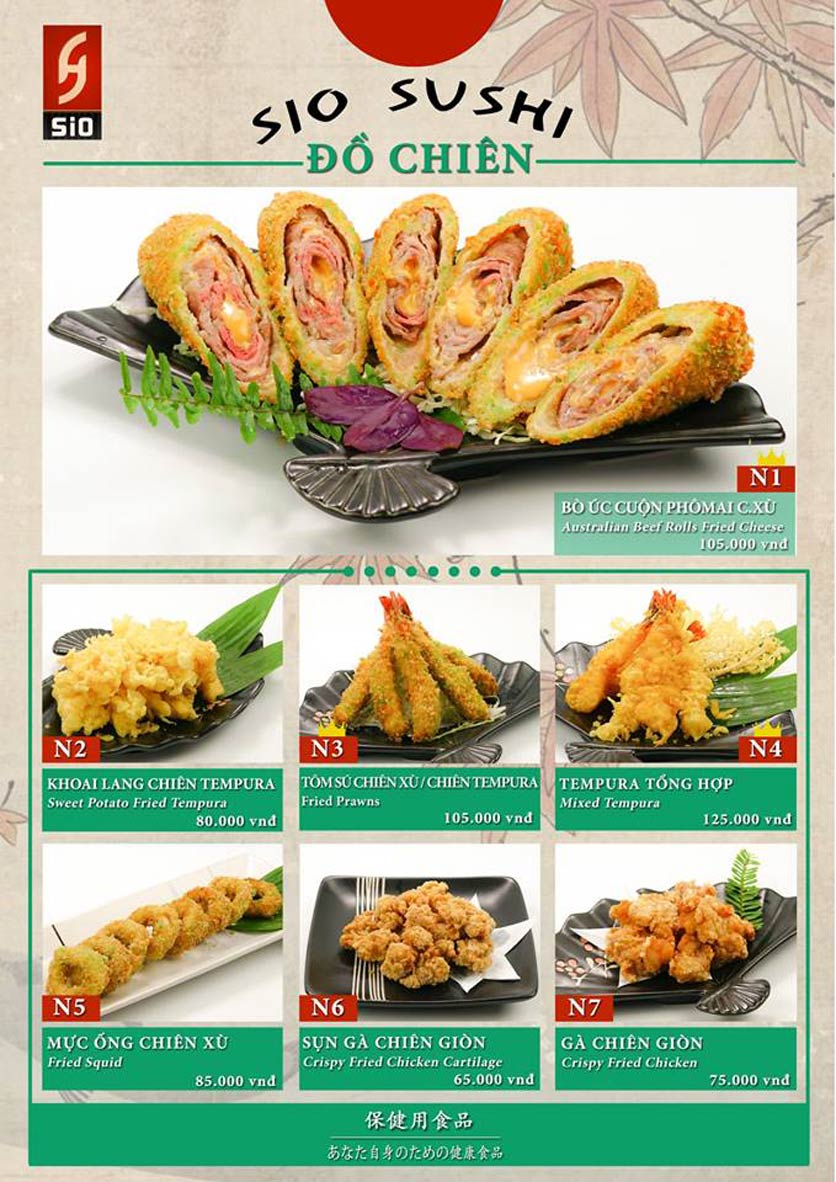 Menu Sio Sushi - Hoàng Cầu 13 
