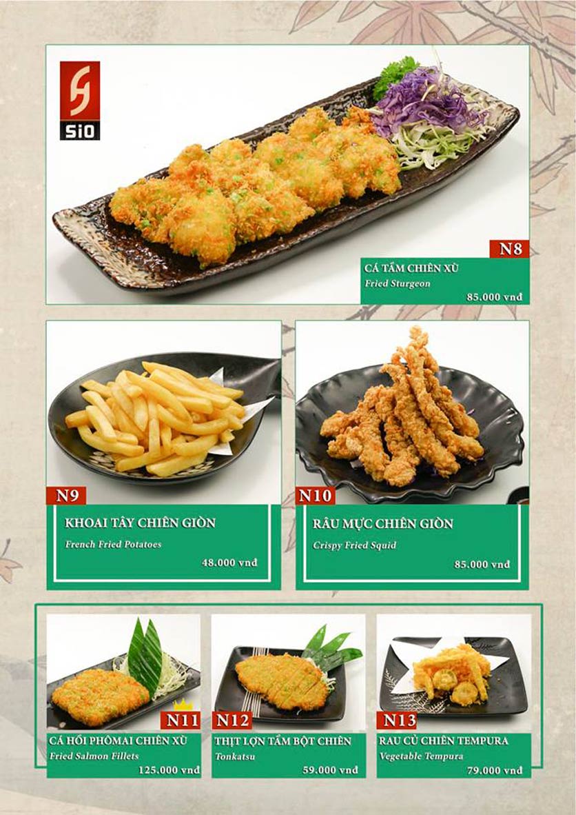 Menu Sio Sushi - Hoàng Cầu 14 