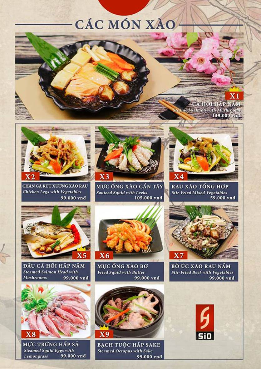 Menu Sio Sushi - Hoàng Cầu 15 
