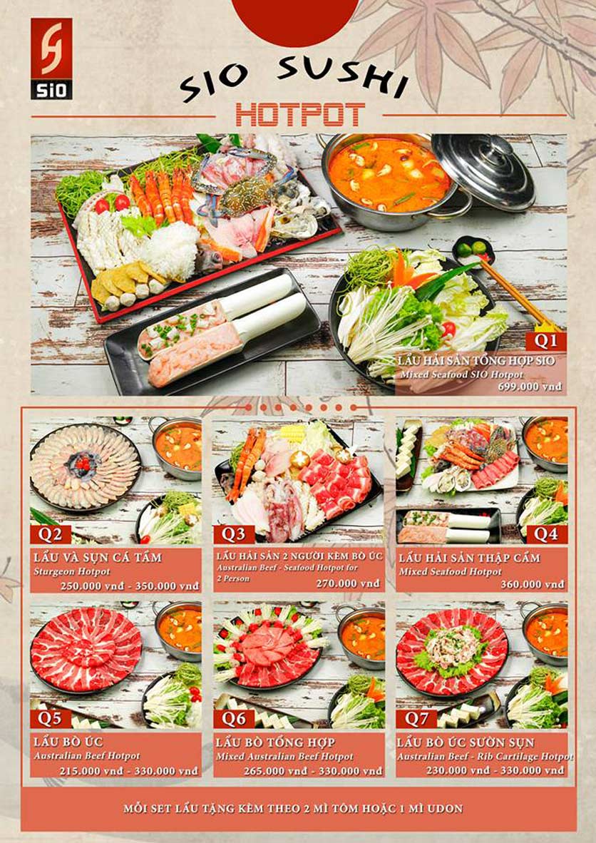 Menu Sio Sushi - Hoàng Cầu 22 