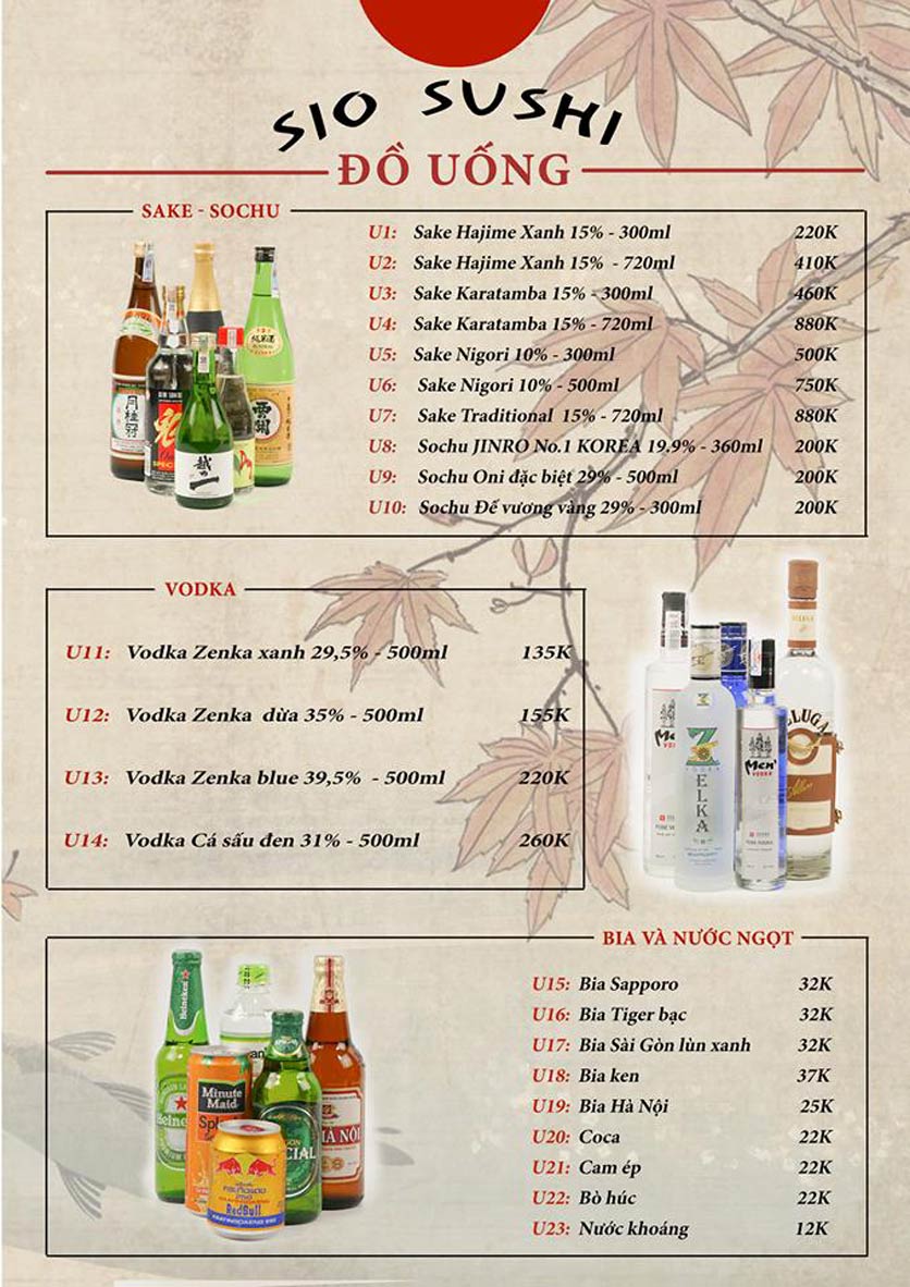 Menu Sio Sushi - Hoàng Cầu 25 