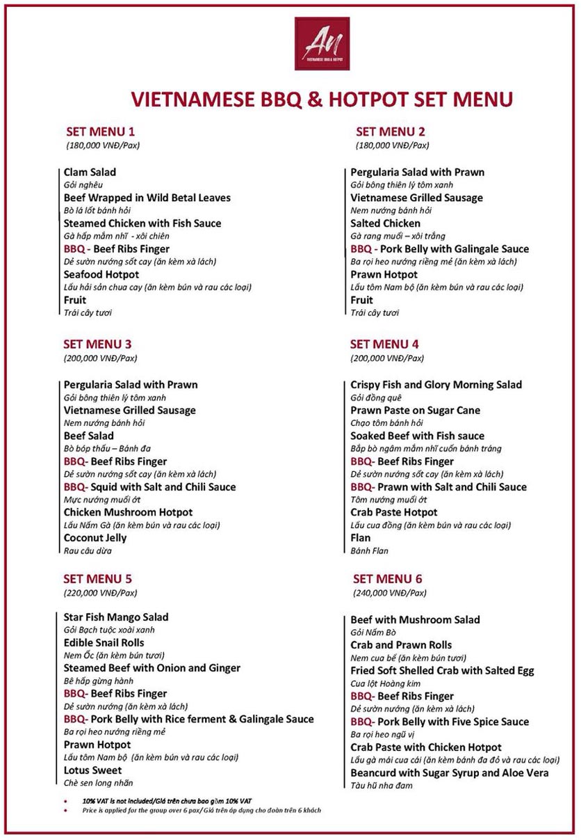 Menu An Vietnamese BBQ & Hotpot - Phan Liêm 1