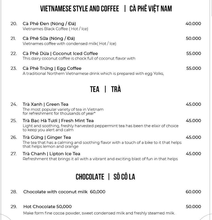 Menu Authentic Hội An Cuisine – Đề Thám 2