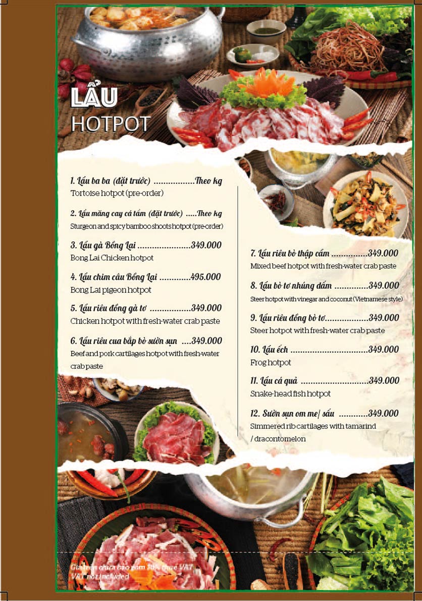 Menu Bồng Lai Tửu Quán - Triệu Việt Vương 11 