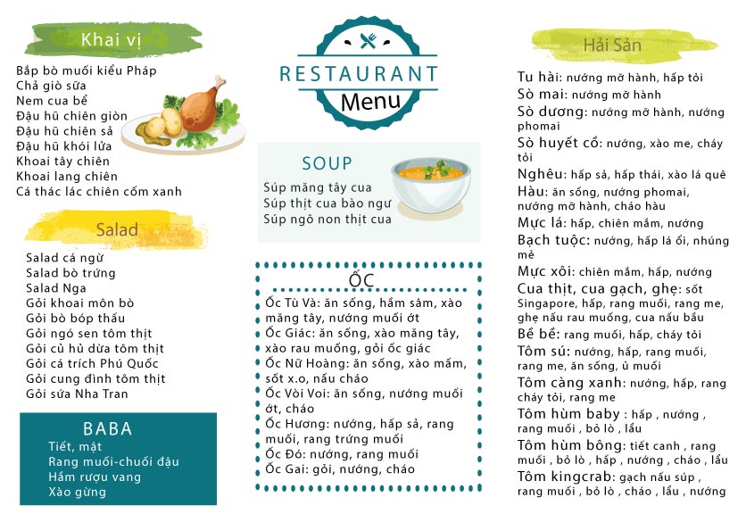 Menu Food House Restaurant - Phan Văn Trị  1 