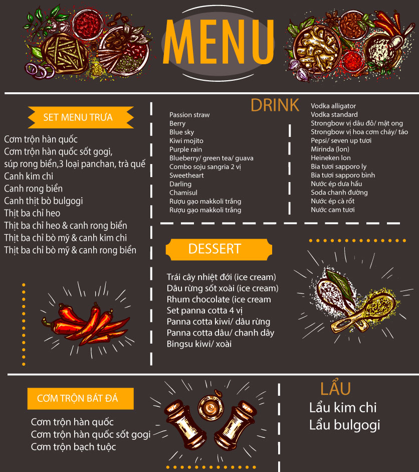 Menu GoGi House - Aeon Mall Tân Phú 2