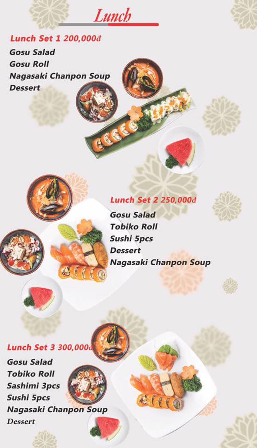 Menu Gosu Sushi - Quốc Hương 3 