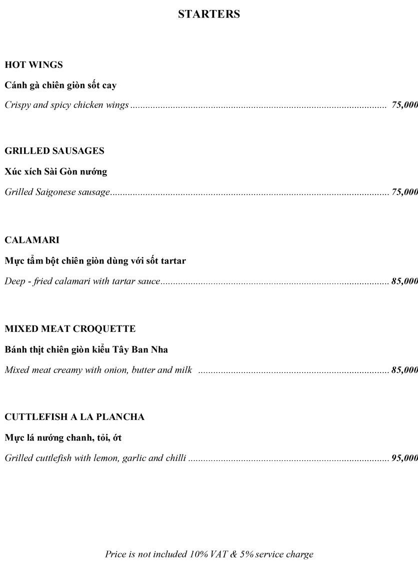 Menu HIDEAWAY RESTAURANT & BAR 2