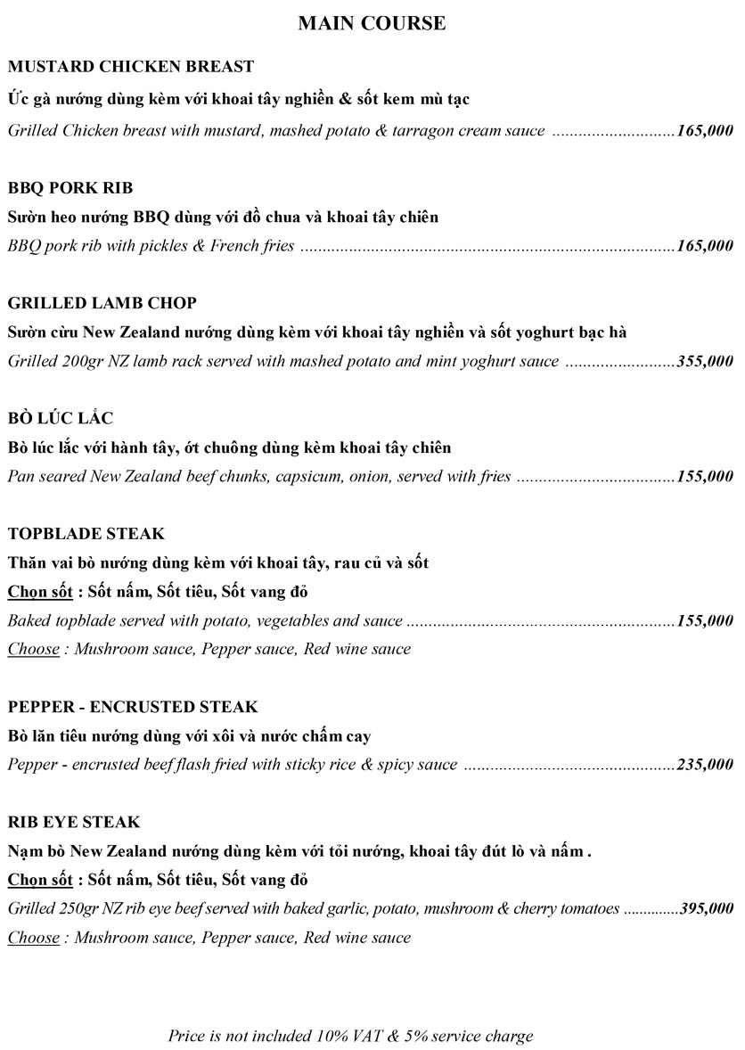 Menu HIDEAWAY RESTAURANT & BAR 6