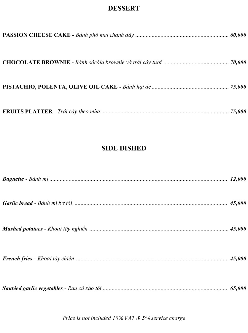 Menu HIDEAWAY RESTAURANT & BAR 7