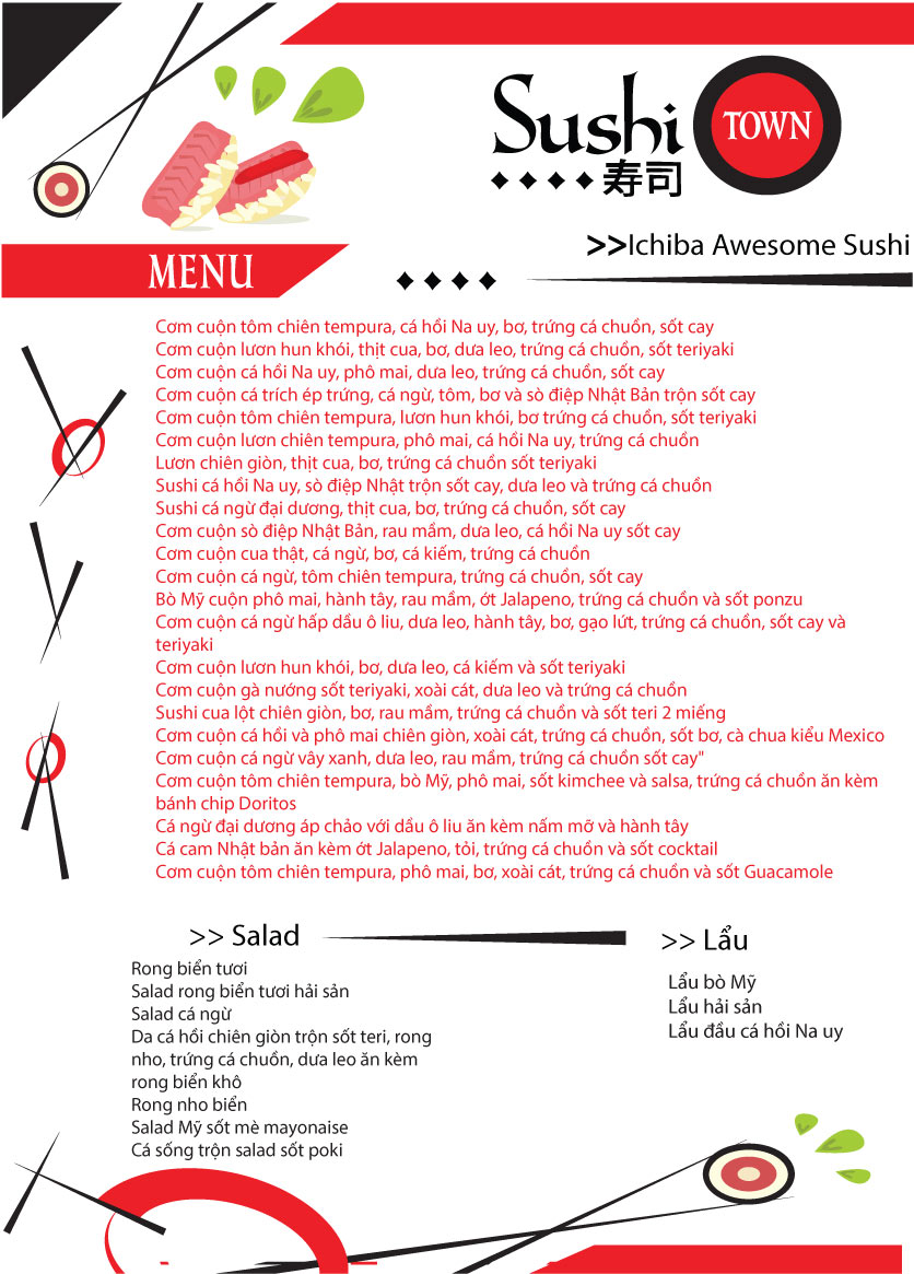 Menu Ichihana Sushi  – Điện Biên Phủ 3 