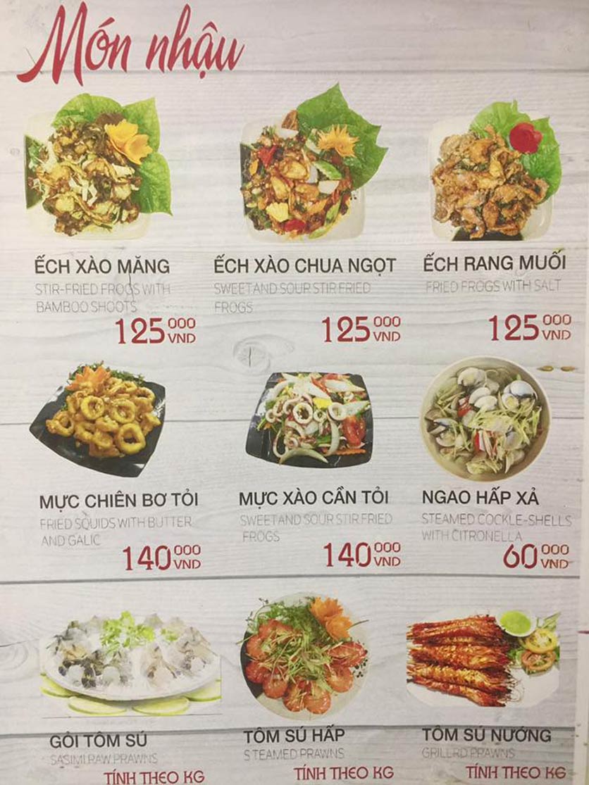 Menu Lẩu Son - Vạn Phúc 14 