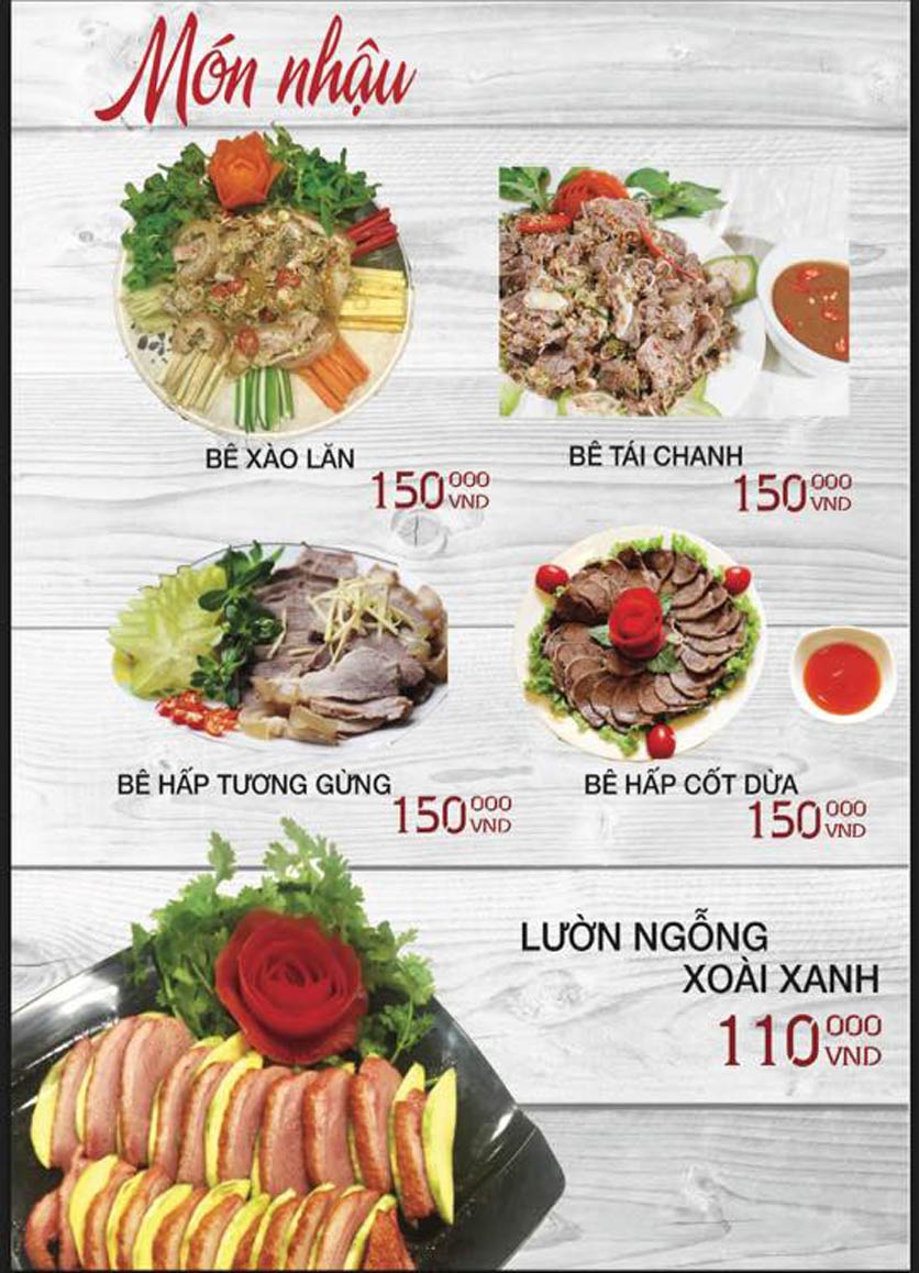 Menu Lẩu Son - Vạn Phúc 15 