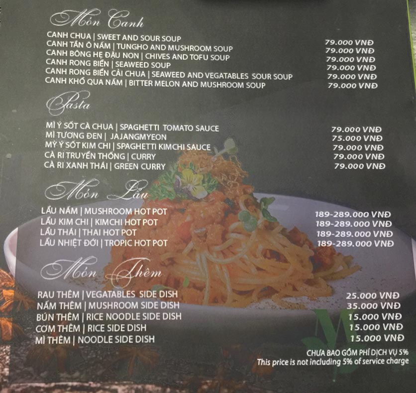 Menu Maha Vegan– Pasteur 4