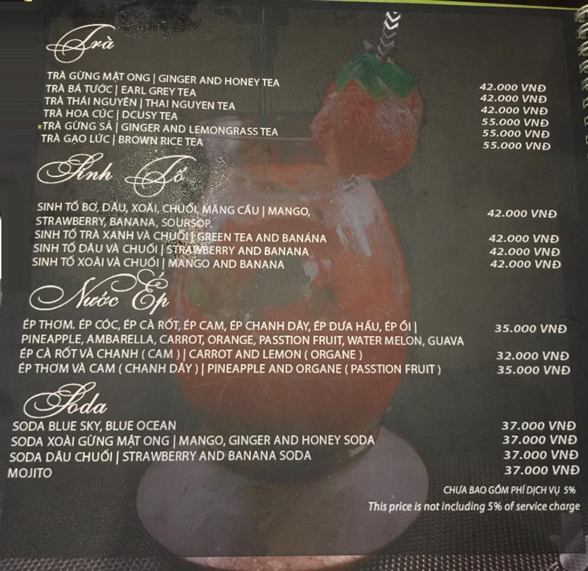 Menu Maha Vegan– Pasteur 5