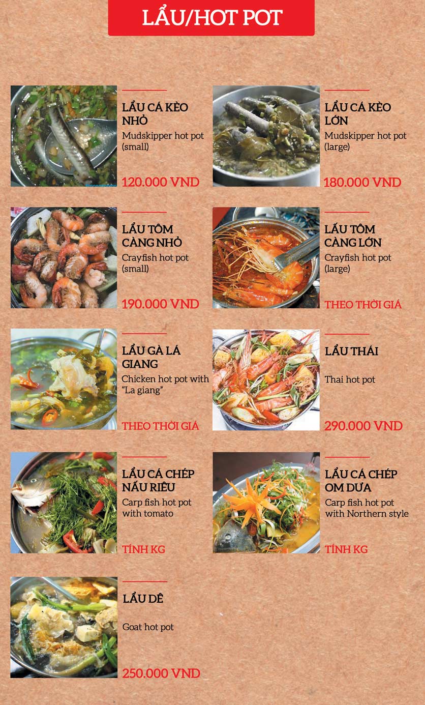 Menu Món Gánh – Song Hành 6
