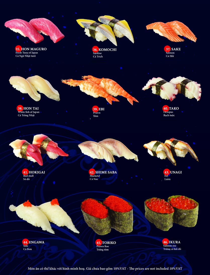 Menu Sushi Hokkaido Sake - 48 Đào Tấn 7 