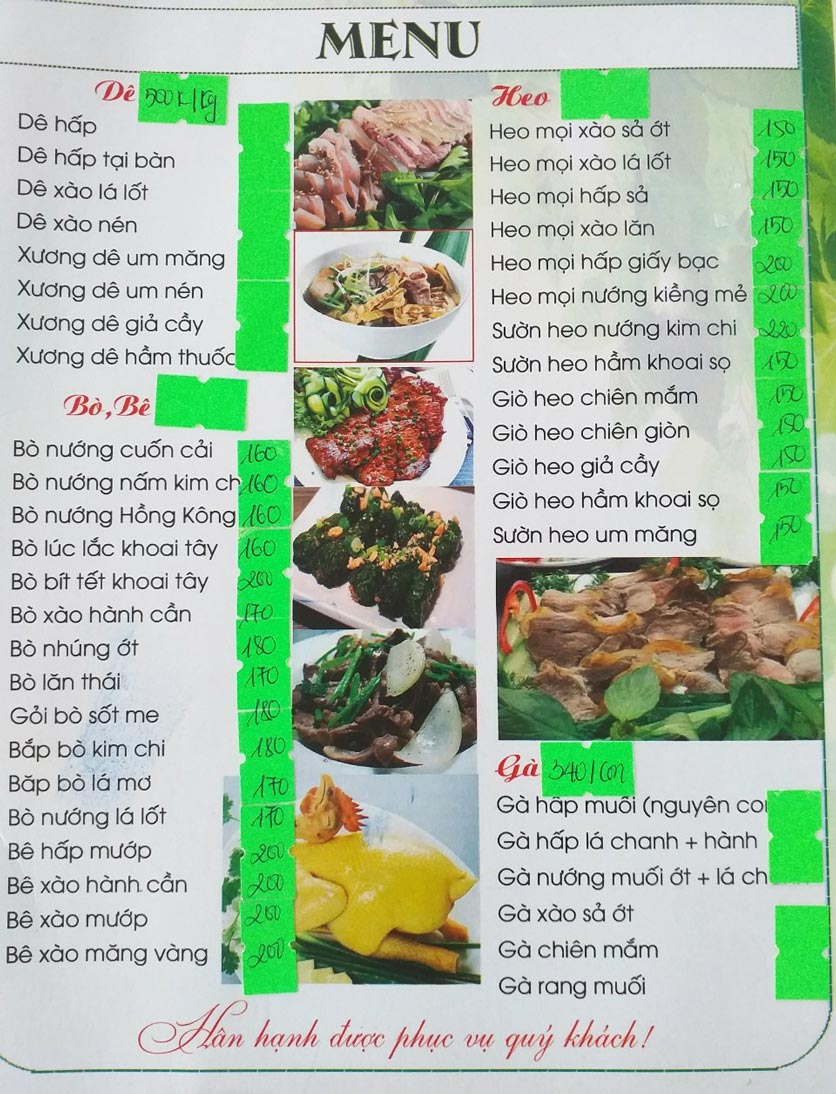 Menu Phong Lan Hội – Võ Nghĩa 1