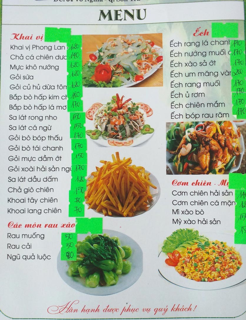 Menu Phong Lan Hội – Võ Nghĩa 2