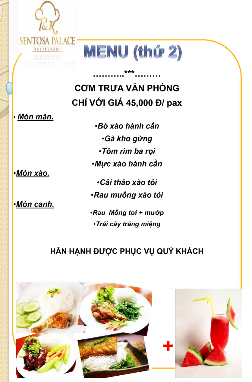 Menu Sentosa Palace - Nguyễn Hữu Thọ 3