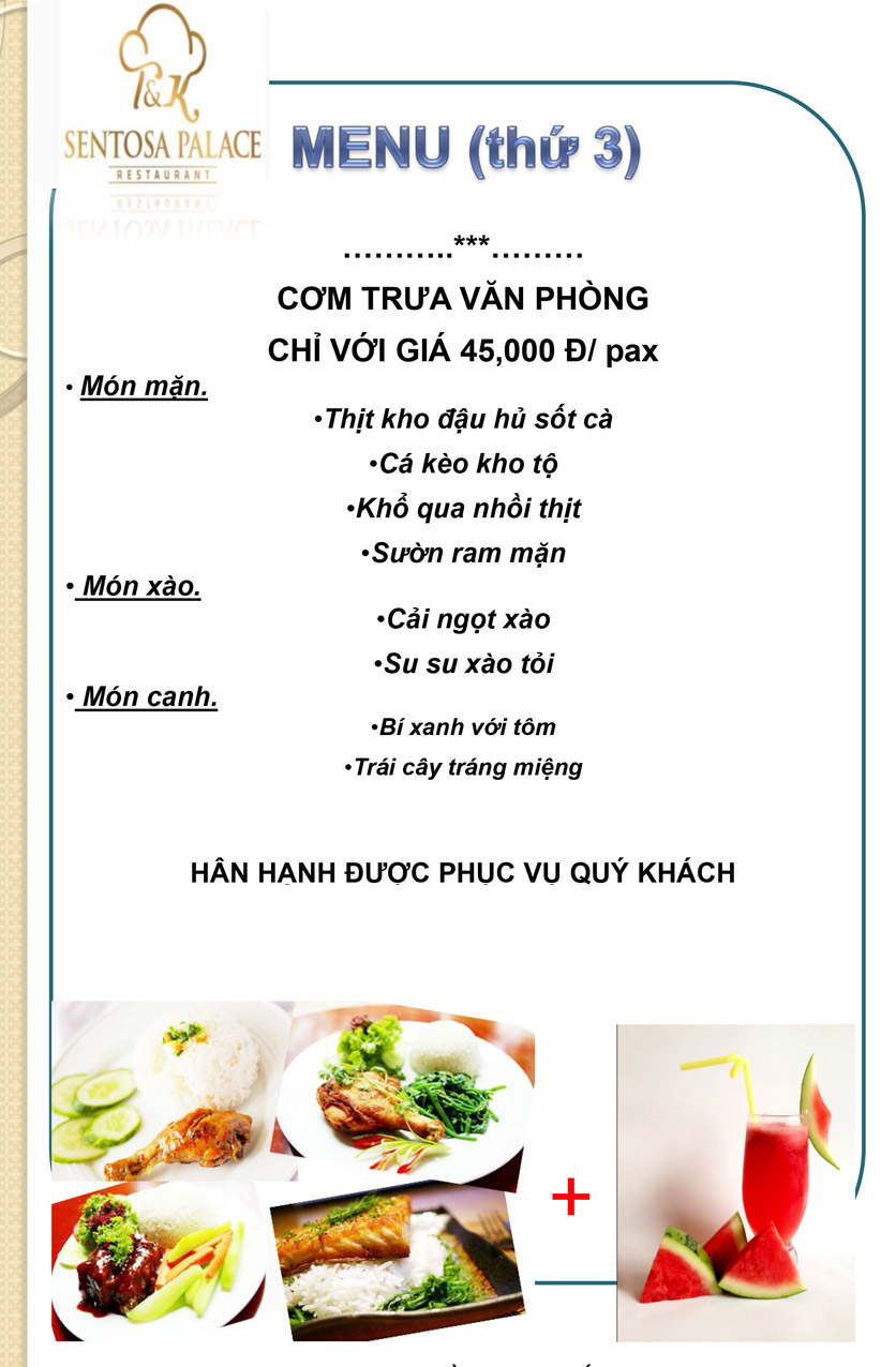 Menu Sentosa Palace - Nguyễn Hữu Thọ 4