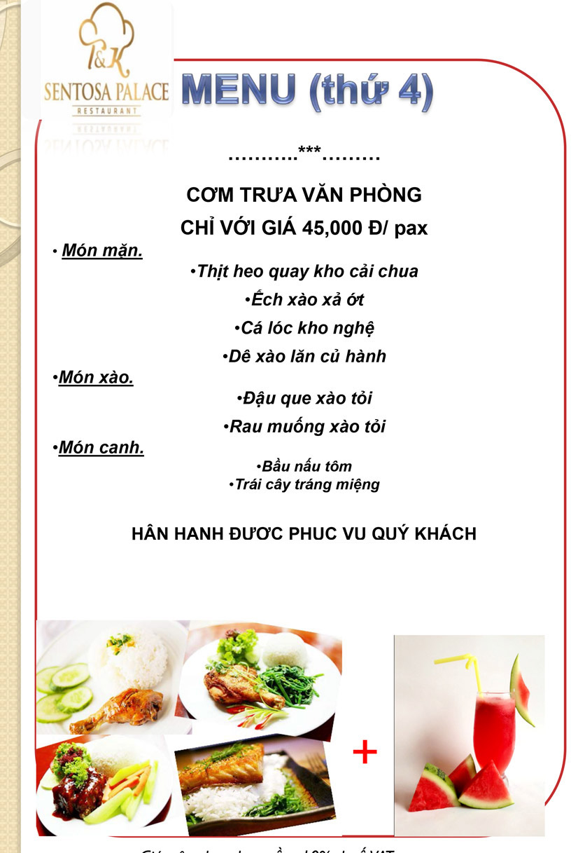 Menu Sentosa Palace - Nguyễn Hữu Thọ 5