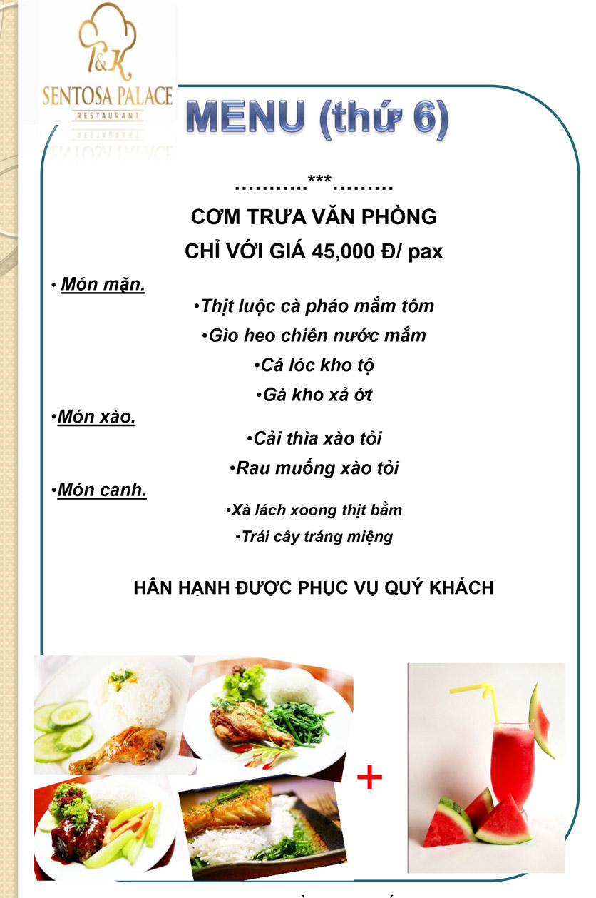 Menu Sentosa Palace - Nguyễn Hữu Thọ 7