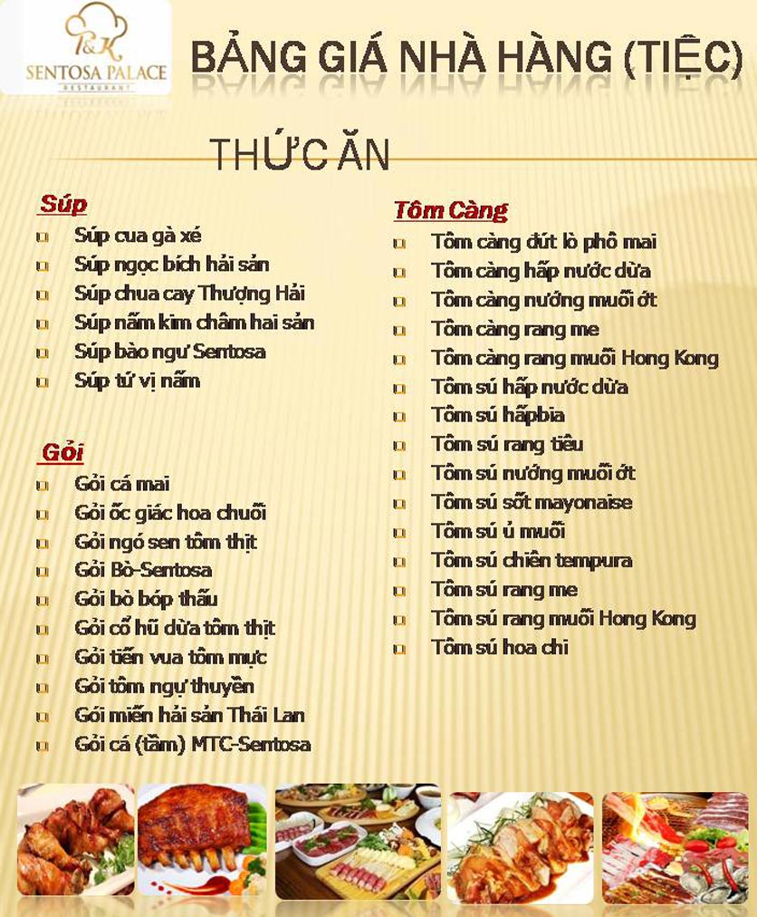 Menu Sentosa Palace - Nguyễn Hữu Thọ 9