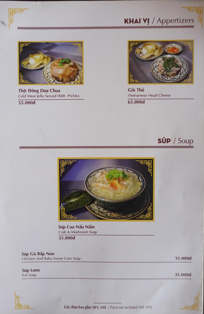 Menu Nhà hàng Việt - StarHill 2