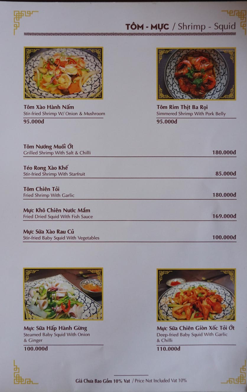 Menu Nhà hàng Việt - StarHill 7