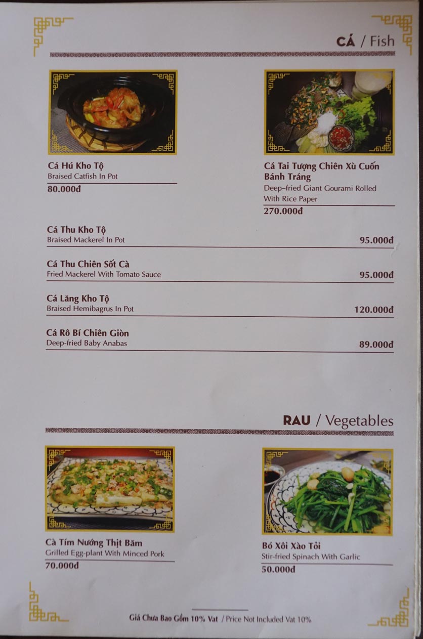 Menu Nhà hàng Việt - StarHill 9