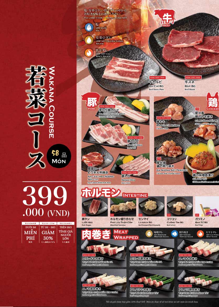 Menu Anrakutei Japanese BBQ - Mạc Đĩnh Chi 4 