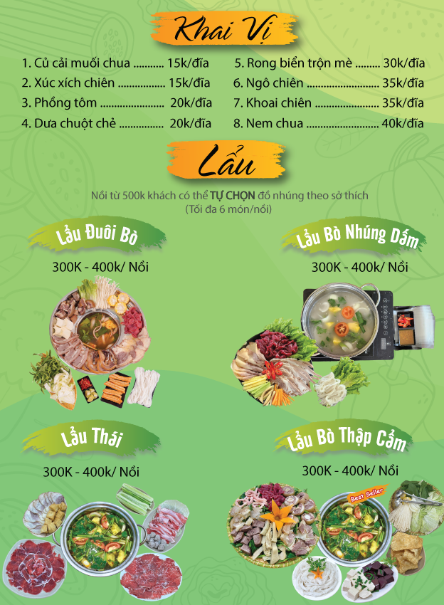 Menu Lẩu Bò Đức Béo - Long Biên 1