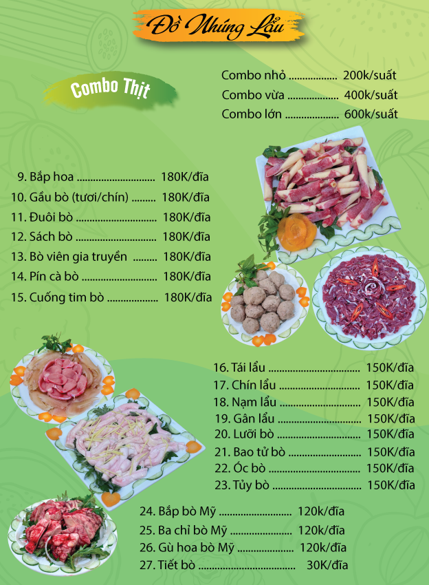 Menu Lẩu Bò Đức Béo - Long Biên 2