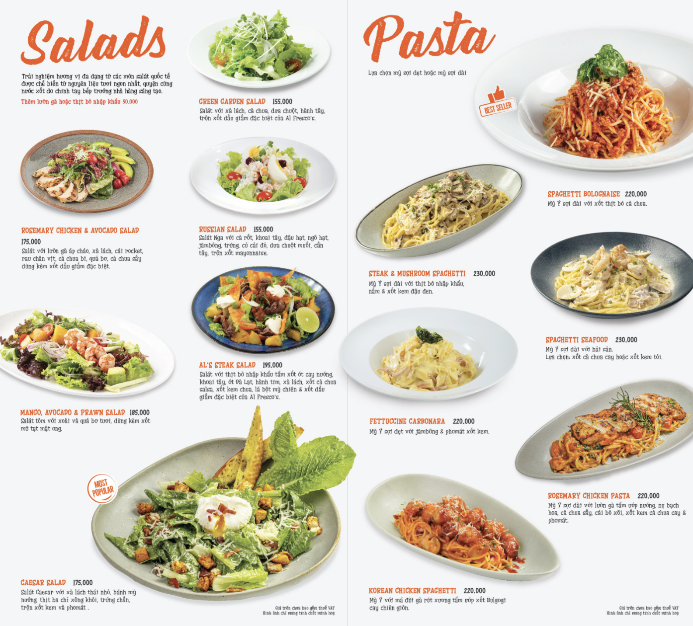 Menu Al Fresco’s - Tô Ngọc Vân ( Al Fresco’s - Xuân Diệu cũ) 3