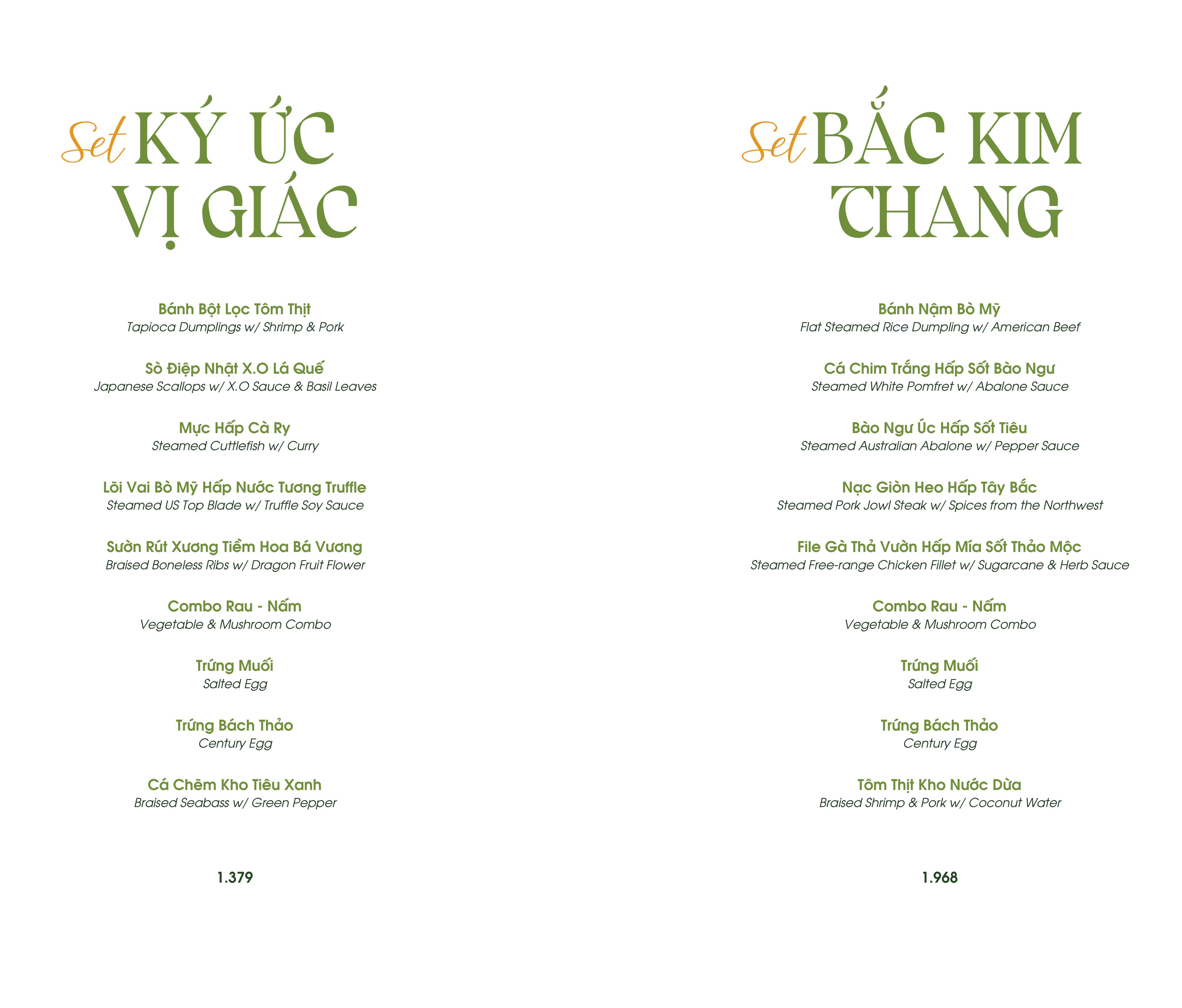 Menu Bắc Kim Thang Premium - Saigon Marina IFC Tower 2