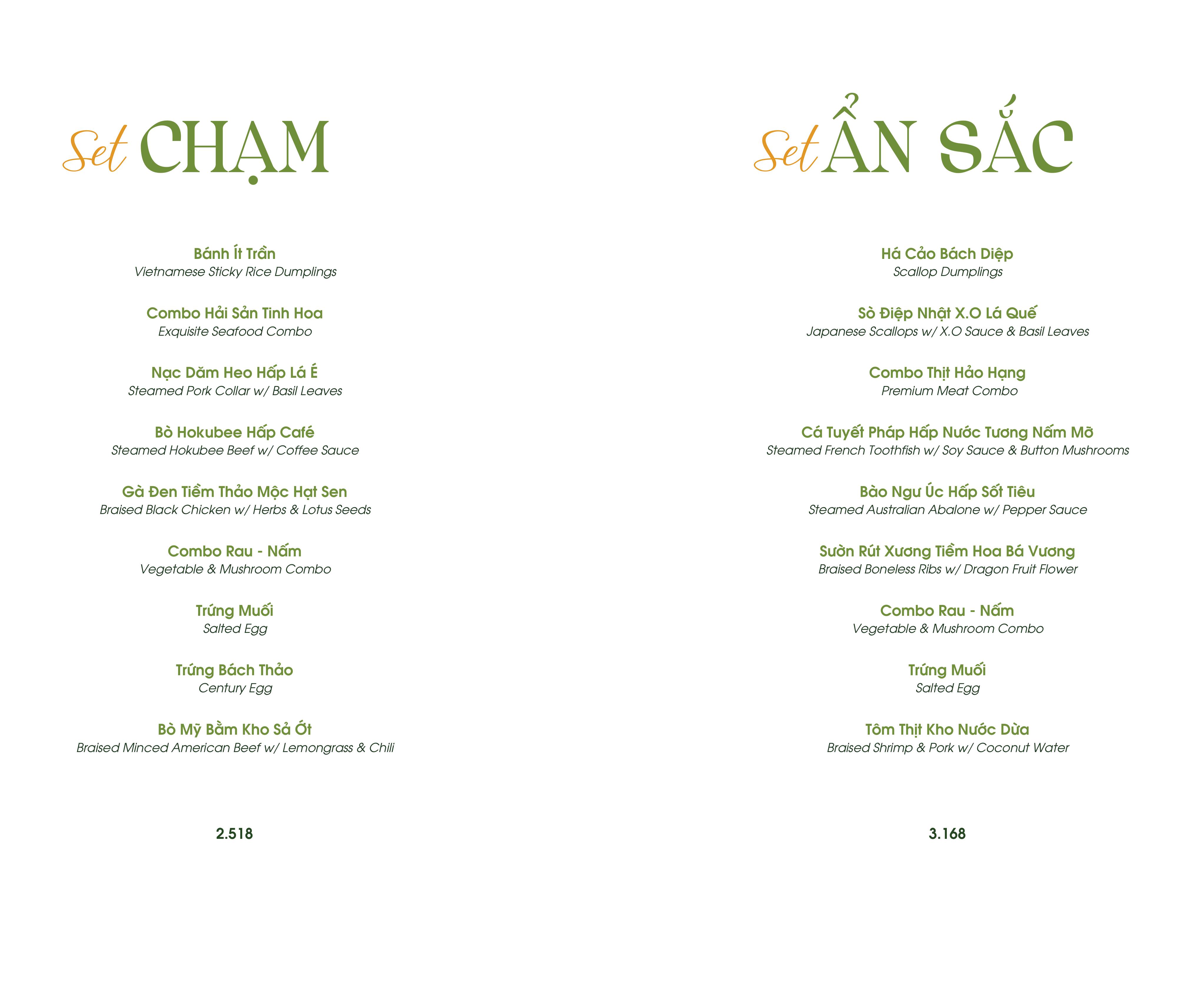 Menu Bắc Kim Thang Premium - Saigon Marina IFC Tower 3