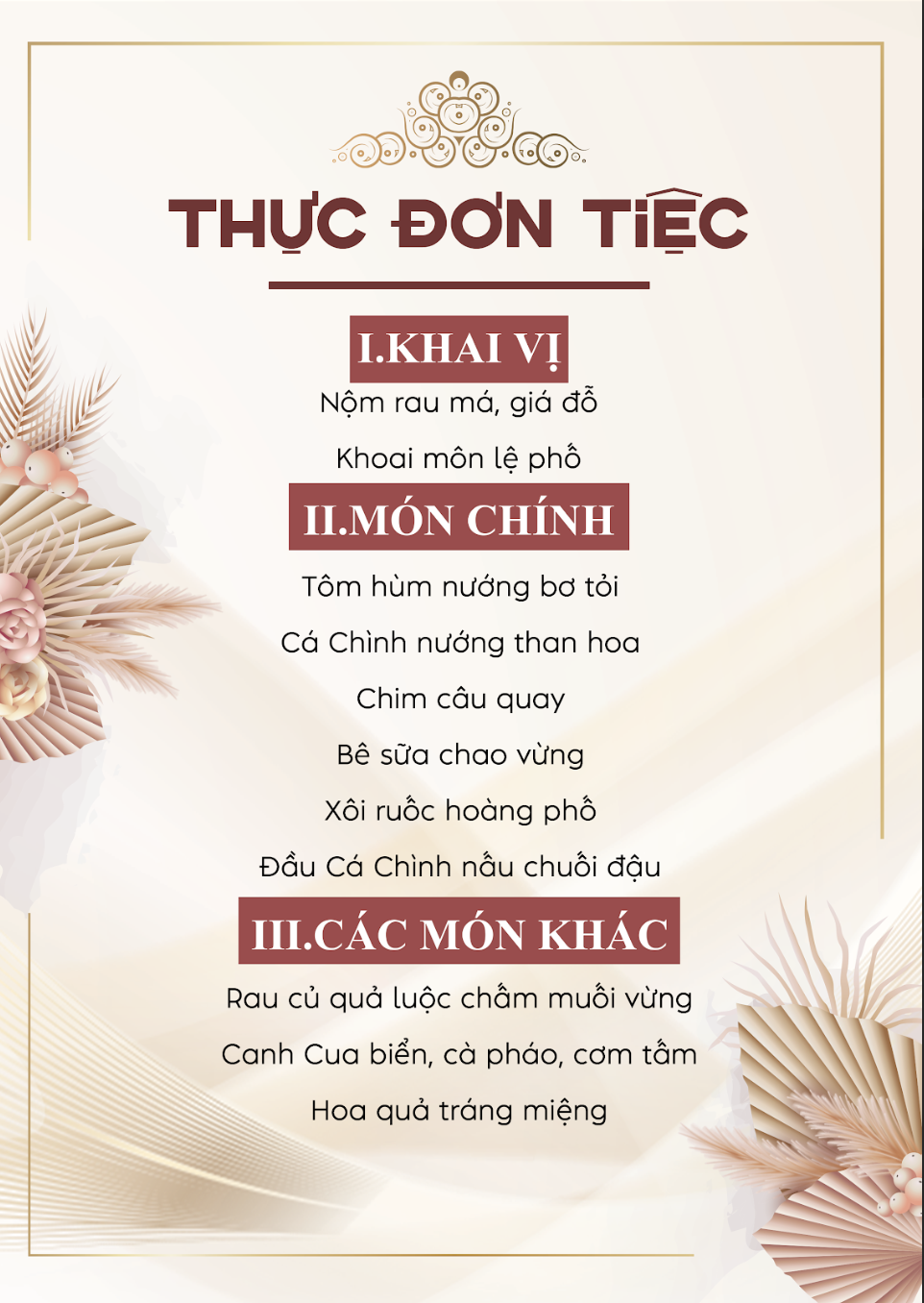 Menu Nhà hàng sự kiện Caseyai - Hà Đông 1