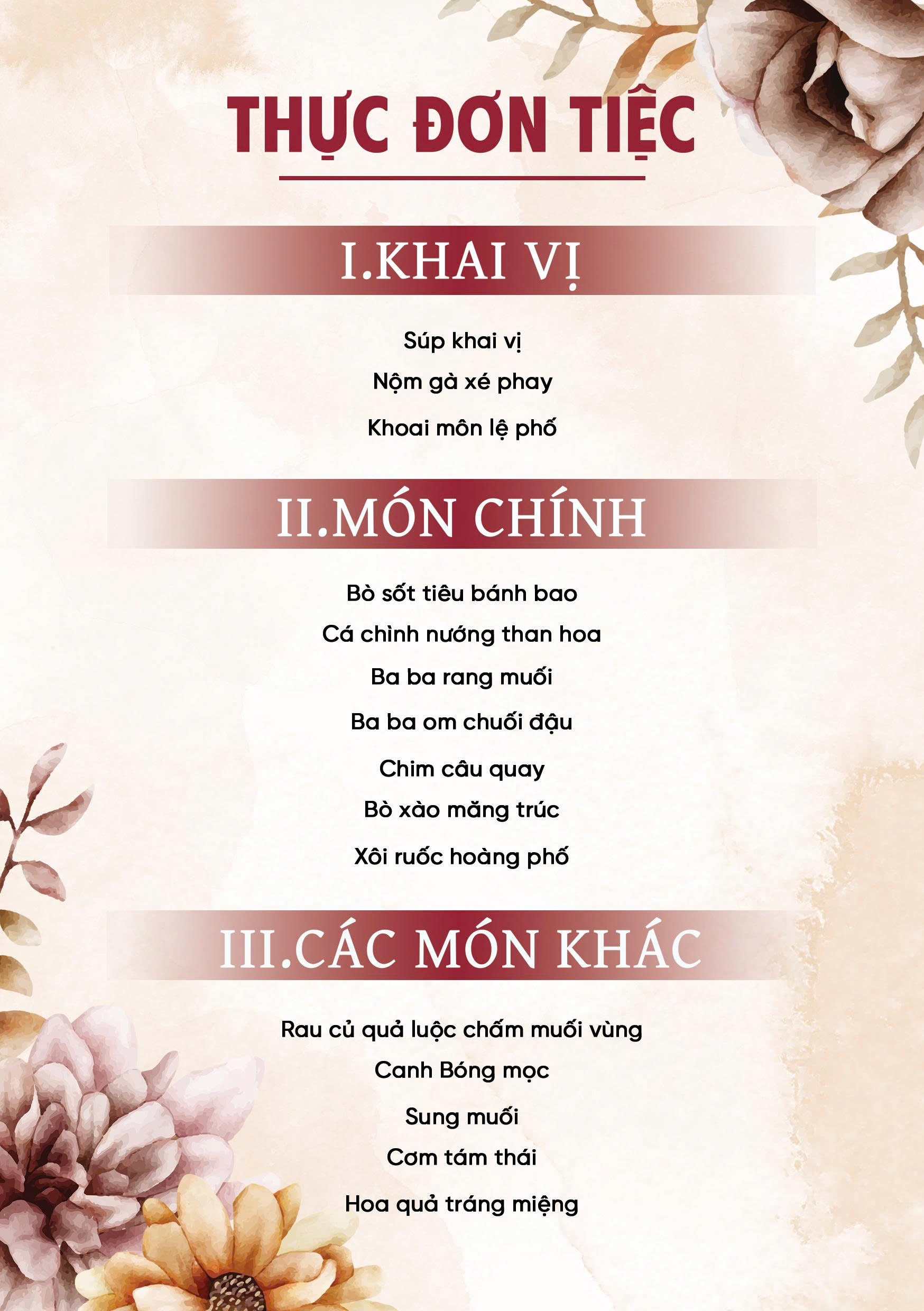Menu Nhà hàng sự kiện Caseyai - Hà Đông 2