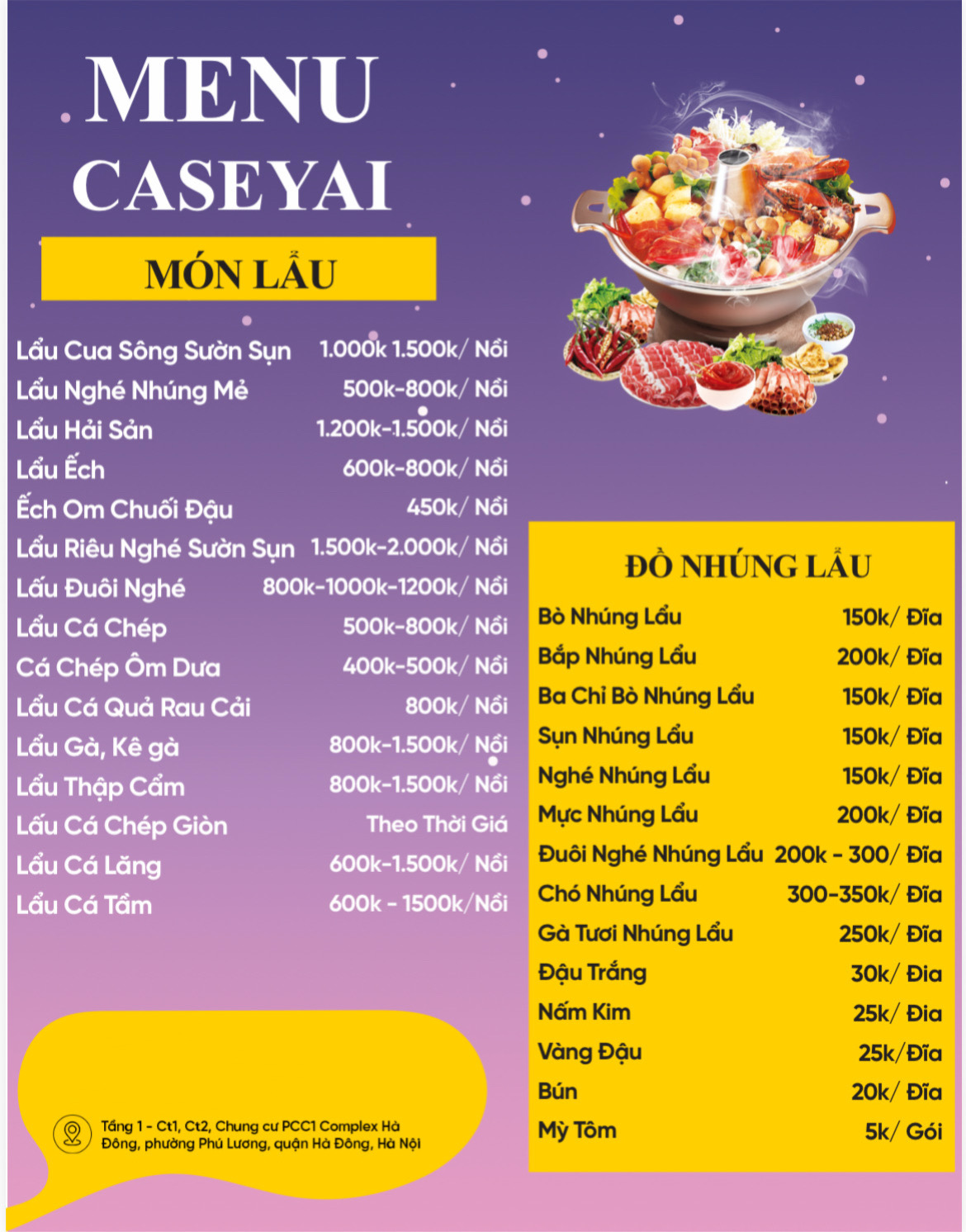 Menu Nhà hàng sự kiện Caseyai - Hà Đông 4