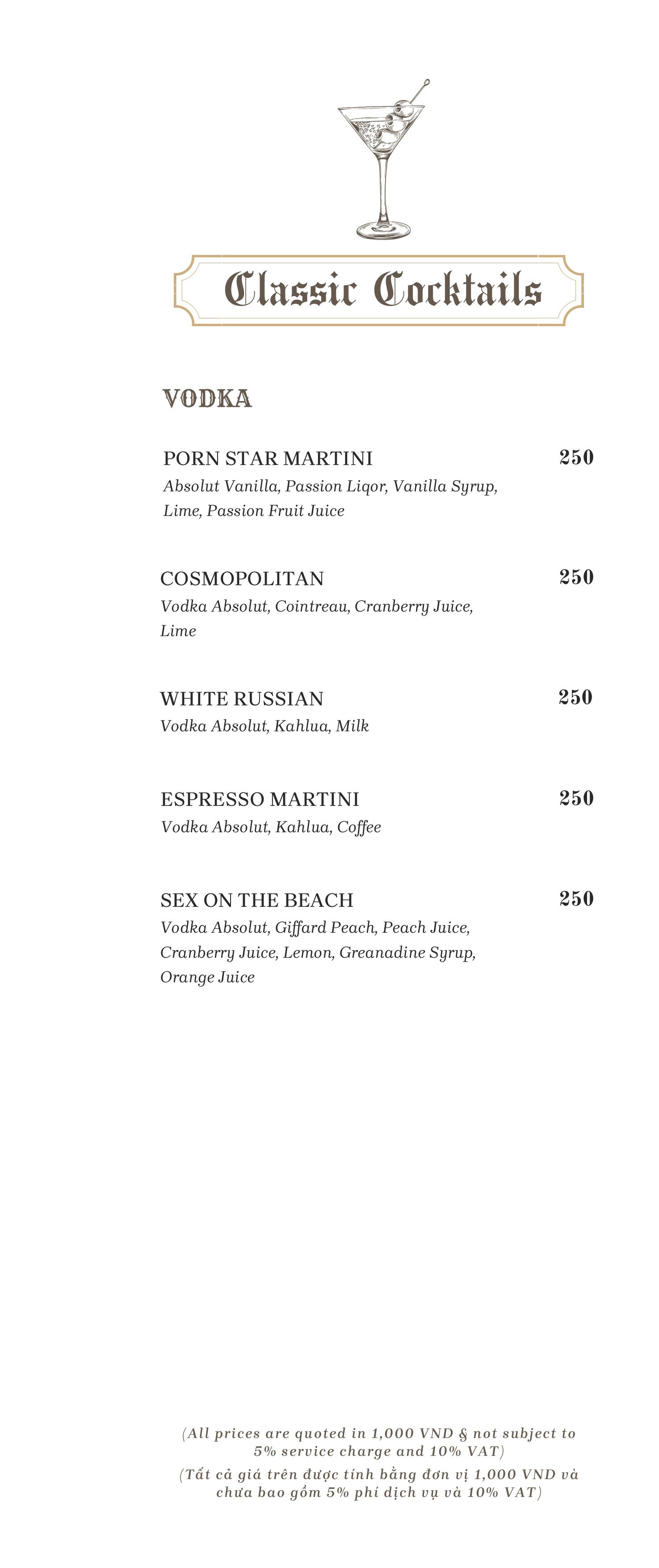 Menu Dusk Sky Bar - Le Chanvre Hanoi Hotel & Spa 5