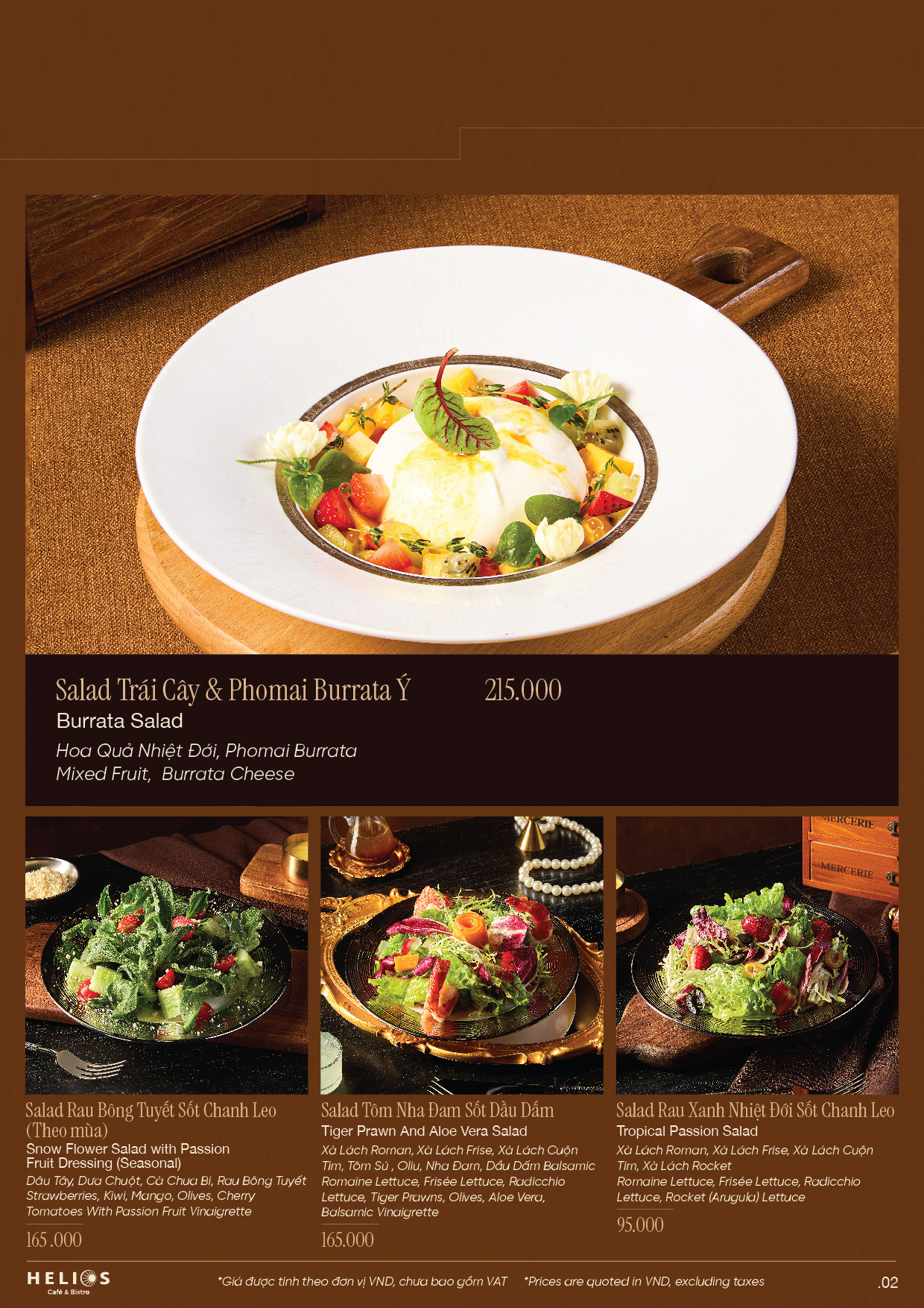 Menu Helios Café & Bistro - Xuân Diệu 2 