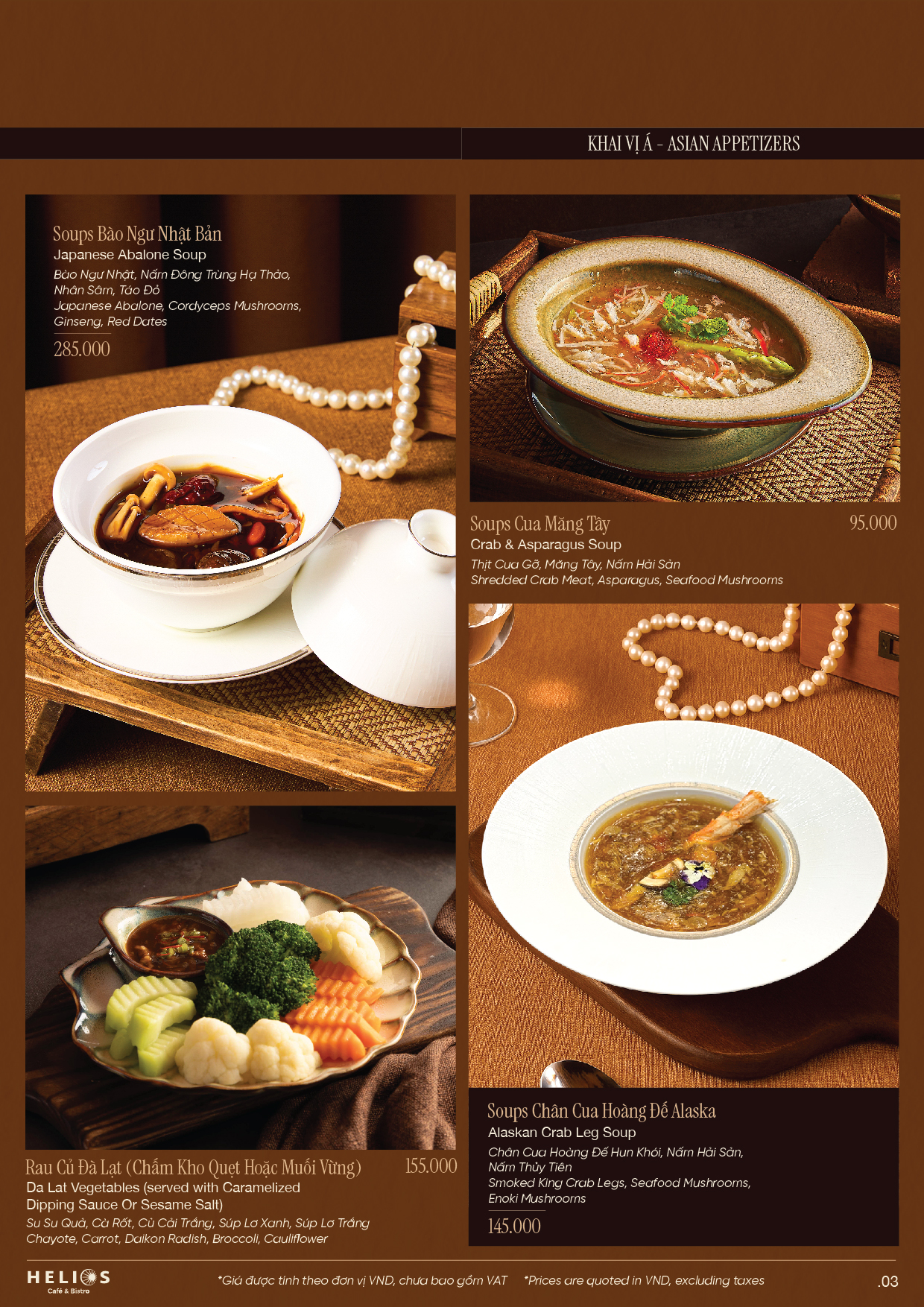 Menu Helios Café & Bistro - Xuân Diệu 3 