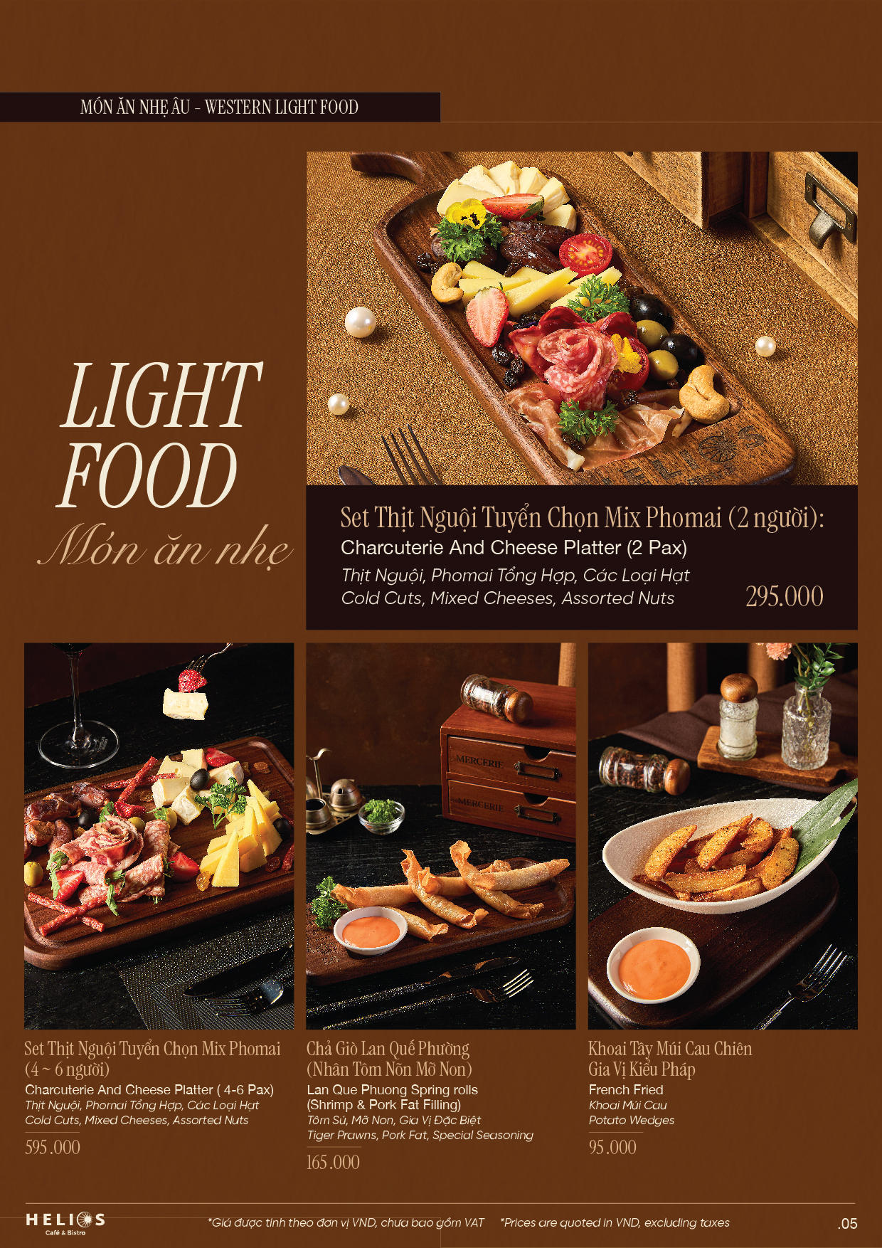 Menu Helios Café & Bistro - Xuân Diệu 5 